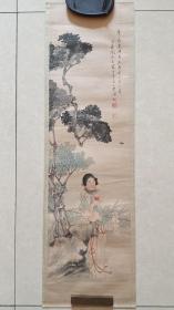 晚清原裱，武林高手，形意拳大师，天津阎道生（仕女）二平尺左右。