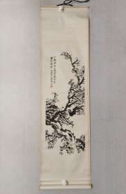 扬州国画院院长，李亚如国画85*35cm（老的印刷品立轴），原装裱立轴。
