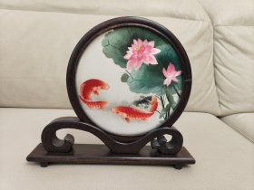 中式刺绣摆件鱼 手工双面绣摆件