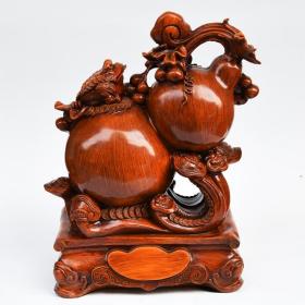 仿红木葫芦摆件 福禄双全 家居客厅办公装饰工艺品  乔迁礼品