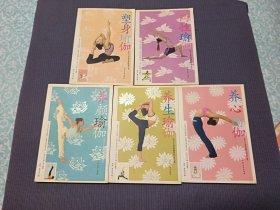 丽人瑜伽丛书，五册合售。2005年一版一印（两性瑜伽+塑身瑜伽+养颜瑜伽+养生瑜伽+养心瑜伽。）