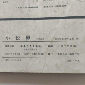 小说界 创刊号