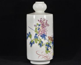 大清雍正年制洋彩粉彩外销瓷日本高丽瓷秋菊草虫纹梅瓶