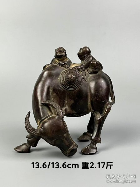 旧藏【童子牧牛】铜摆件