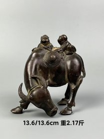 旧藏【童子牧牛】铜摆件