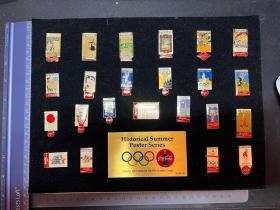 美国发货 1996年亚特兰大奥运会纪念徽章历届奥运海报全套23枚 含原装衬板无框