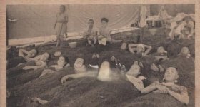 (绘叶书)别府温泉名胜砂汤の实况1枚(大分县)/(明信片)别府温泉景点1活沙浴(大分县)[明信片][YDMX〕
