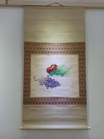 日本回流书画字画都路青花国画《水果》850