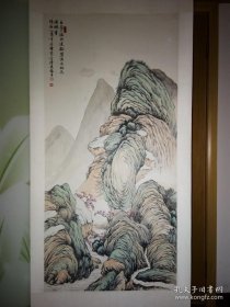 民国大画家冯超然弟子陆鼎铭《青绿山水大中堂，石涛山水，册页，对联》等六件。