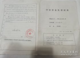 七八十年代老资料9份（同一个人的），中学毕业登记表、所有制招收工人登记表、家庭情况调查表、体检表、四川省国家机关单位增资审批表、学工转正定级报批表、鉴定书一张