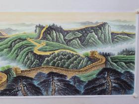 保真书画，著名军旅画家，陈先水《长城》厅堂山水画一幅，尺寸70×180cm，纸本托片，带作者合影，附赠作者大本画集一本。陈先水，中国美术家协会会员，清华美院陈先水山水画工作室导师，中国人民大学画院陈先水国展创作工作室导师，军旅专职画家。