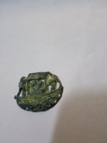 老银件历史人物乘舟图人物众多精工刻画25X20mm品如图