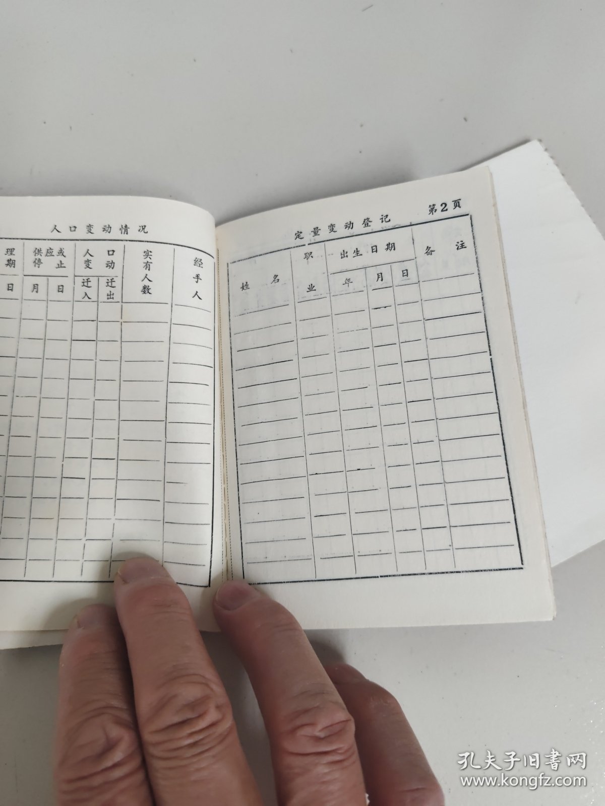 郯城县市镇居民粮食供应证2本(空白)