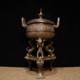 铜——立鸟三足鼎炉 直径26.5cm高48cm 重15斤