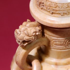 旧藏和田玉白玉活环三足兽兽器皿