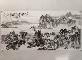黄山市美协副主席，吴友善大幅水墨山水画佳作89*179cm，软片。（保真书画）