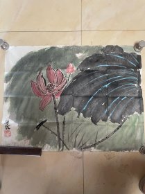 北京名家画家溥佐花鸟画国画字画书画水墨荷叶图纯手绘作品横幅