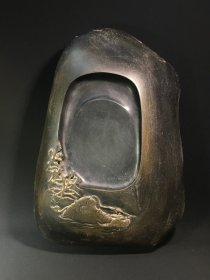 旧藏歙砚籽石 牧牛童子款：曹秀先