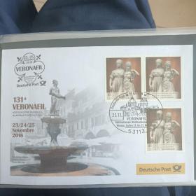 邮展封F2304 2018年意大利维罗纳国际邮展纪念封 贴德国邮票2018年艺术系列 馆藏雕塑珍宝 两位公主
