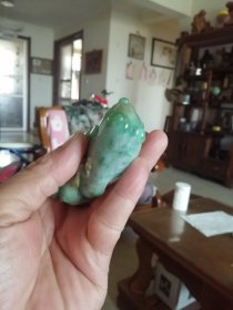 翡翠貔貅携子上朝手把件摆件