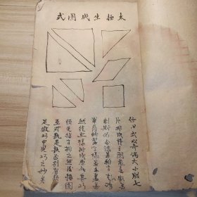 七巧图手绘本，清代毛笔手绘带序言，和太极生成图式，46筒子页一厚册