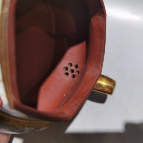 旧藏紫砂壶描金六方彩绘壶中国宜兴精工班