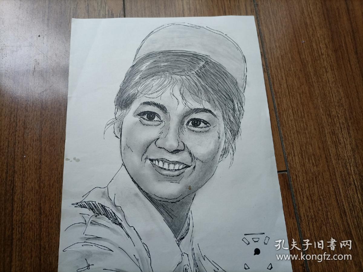 曾梵志   中国最具影响力青年画家！钢笔素描《女工》一幅！
