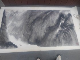 四川名家 漆邦泉 国画山水一幅（画心约178CM.96CM）