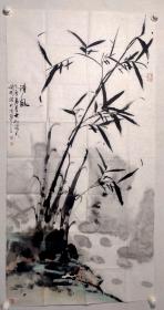 保真书画，当代画家，张德刚先生四尺整纸国画《清风》一幅，尺寸:137*70
