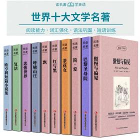 世界十大名著套装中英文10册正版 简爱傲慢与偏见飘巴黎圣母院悲惨世界呼啸山庄茶花女复活红与黑 中文版图书英语小说双语书籍