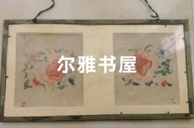 双面老精品花卉苏绣 相框装裱  相框（长：69cm  宽:37cm）