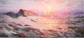 朝鲜原创《油画白头山的暴风雪》作品2017年作，295x132cm，沈成宇-功勋艺术家