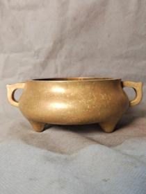 古董  古玩收藏  铜器   铜香炉  传世铜炉 回流铜香炉   纯铜香炉   长15厘米，宽11.6厘米，高6厘米，重量1.7斤