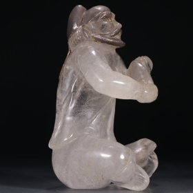 清代 水晶嵌银胡人摆件