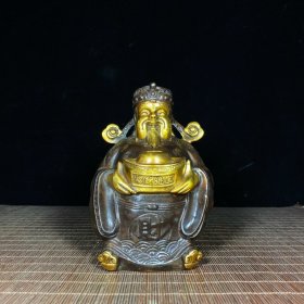 纯铜鎏金财神爷，高16.5厘米，长11厘米，重1389克