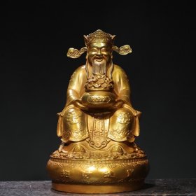 铜 鎏金 【财神爷】 佛像造像 尺寸：高27厘米 宽16厘米 厚15厘米 重3.3公斤