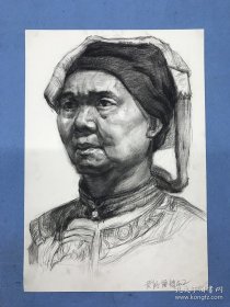 性格执拗的老太太 素描 纸本八开 刻画细腻 笔触 画得精道