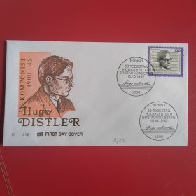 GERcard1联邦德国邮票1992年名人人物音乐家 作曲家 管风琴演奏家迪斯特勒 1全 外国首日封FDC
