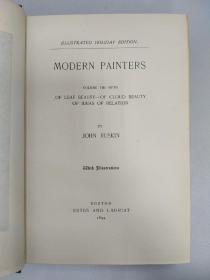 MODERN PAINTERS《现代画家》全5册  作者RUSKIN 拉斯金 开本长宽20.5*14.5CM 布面精装毛边 天顶标题烫金