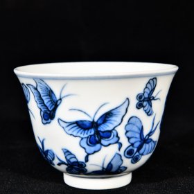 大清雍正年制松柴烧百蝶蛱蝶纹酒杯茶杯 高6.2径8.5厘米1