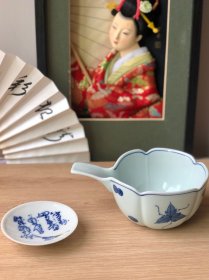 吉窑｜全新手绘枫叶葵口青花公道