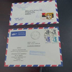 尼日尔和尼加拉瓜航空实寄封2枚，少见邮品，本店邮品满25元包邮，本店还在孔网开“韶州邮社”