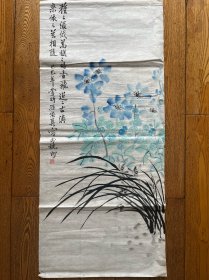 老字画 八九十年代 孙继英国画精品 依依兰相随 三尺软片未裱