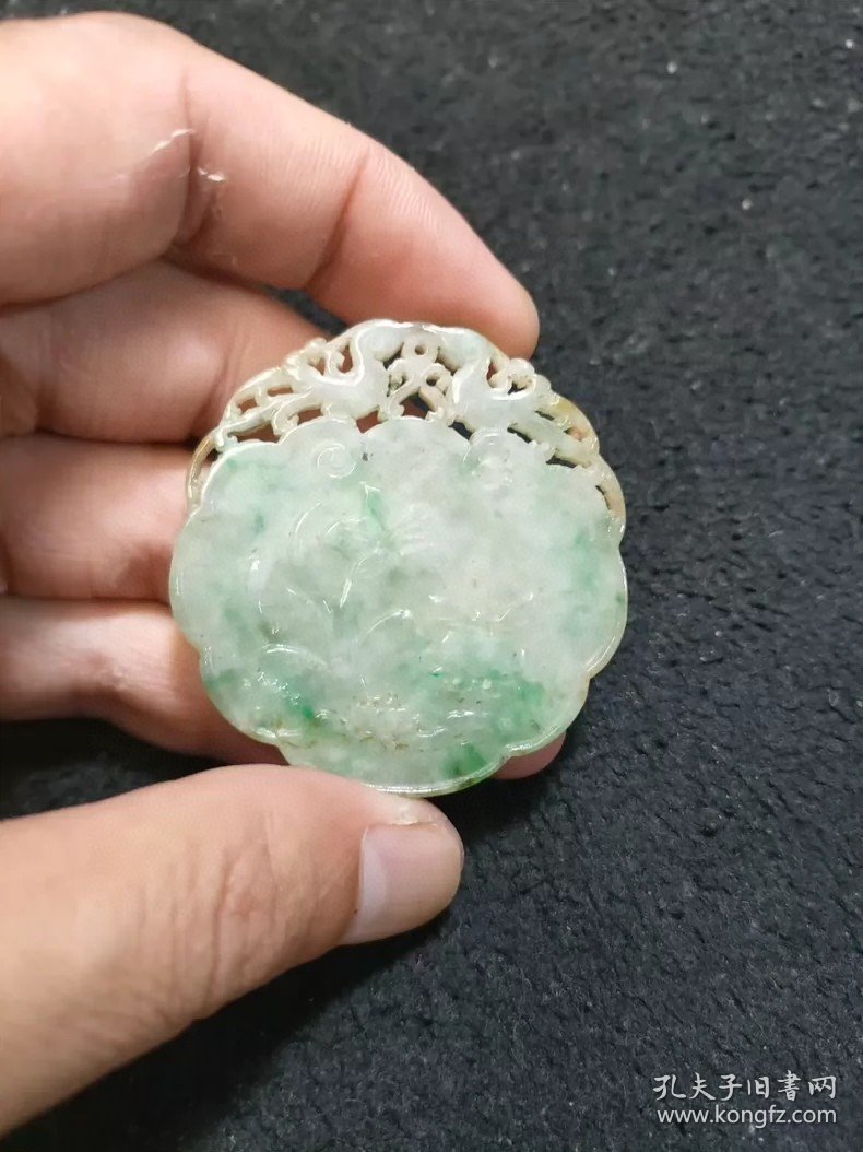 古玩旧藏和田翠玉牌子