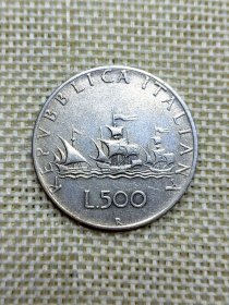 意大利500里拉银币 1961年帆船队 旗帜向右飘扬 11克高银 底光好品 oz0470