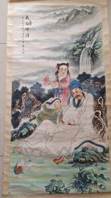 无锡老名家季光辉（重彩人物画太白醉酒）大中堂八平尺。功力好。