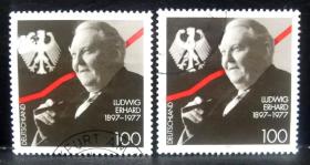 信45德国1997年邮票 总理路德维奇·艾哈德 1全上品信销（随机发货）2015斯科特目录0.4美元