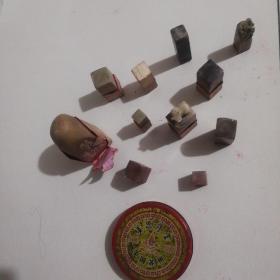 约50年代到80年代印章11个和姜思序堂印泥一盒合售，部分有落款，详见图