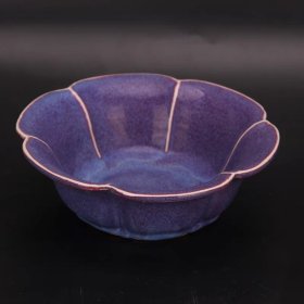 1972南京博物馆玫瑰紫荷叶碗
