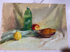 保真保手绘。水粉一张，品相如图。画心尺寸（53.5*39）cm，货号：L412